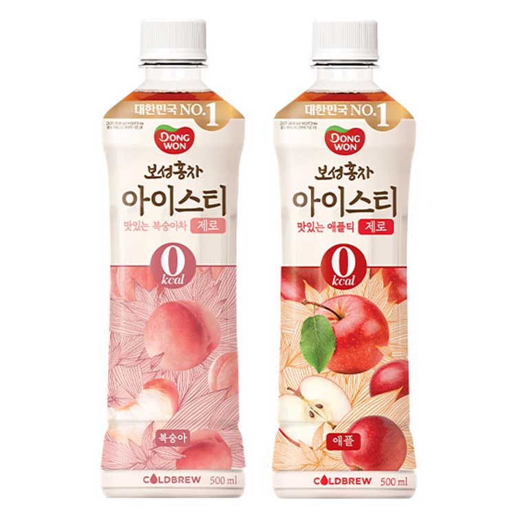 [동원] 보성홍차 아이스티 제로 500ml 복숭아 12개 + 애플 12개