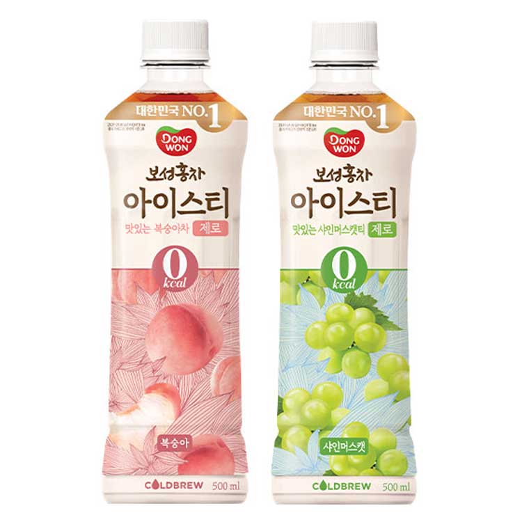 [동원] 보성홍차 아이스티 제로 500ml 복숭아 12개 + 샤인머스켓 12개