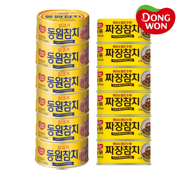 [동원] 라이트스탠다드 참치 85g 6캔 + 짜장참치 90g 6캔