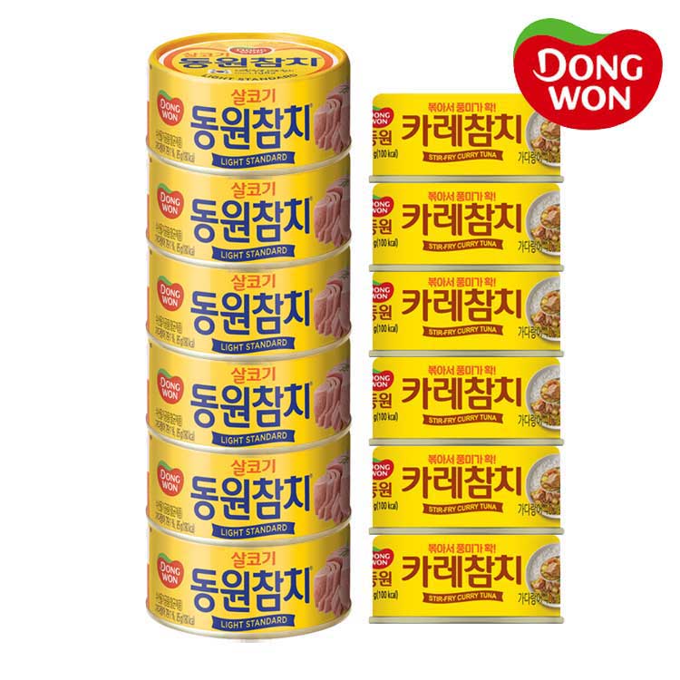 [동원] 라이트스탠다드 참치 85g 6캔 + 카레참치 90g 6캔
