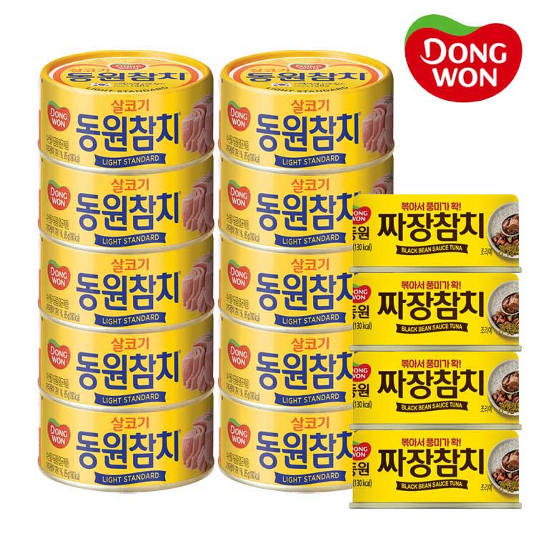 [동원] 라이트스탠다드 참치 85g 10캔 + 짜장참치 90g 4캔