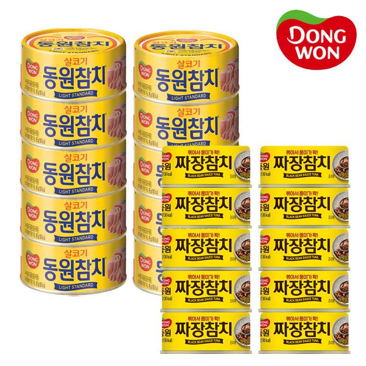 [동원] 라이트스탠다드 참치 85g 10캔 + 짜장참치 90g 10캔