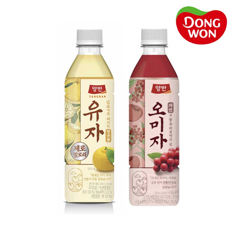 [동원] 양반 오미자 500mL 12병 + 유자 500mL 12병