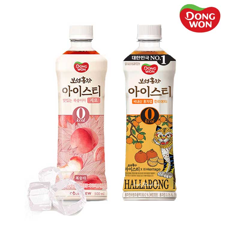 [동원] 보성홍차 아이스티 제로 복숭아 500mL 12병 + 한라봉 500mL 12병