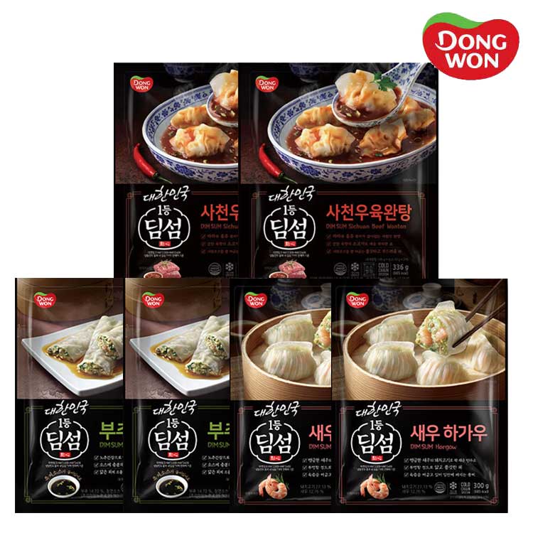 [동원] 딤섬 새우하가우 300g 2봉 + 부채교 283g 2봉 + 사천우육완탕 336g 2봉