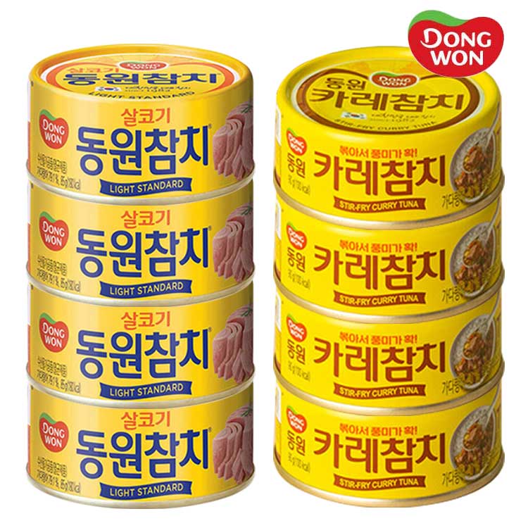 [동원] 라이트스탠다드 참치 85g 4캔 + 카레참치 90g 4캔 