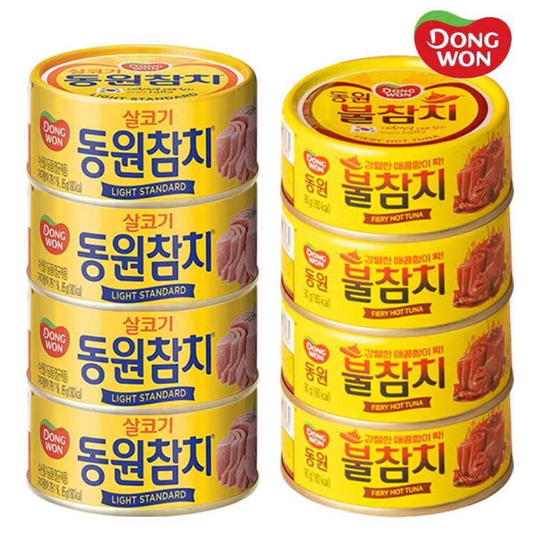 [동원] 라이트스탠다드 참치 85g 4캔 + 불참치 90g 4캔 