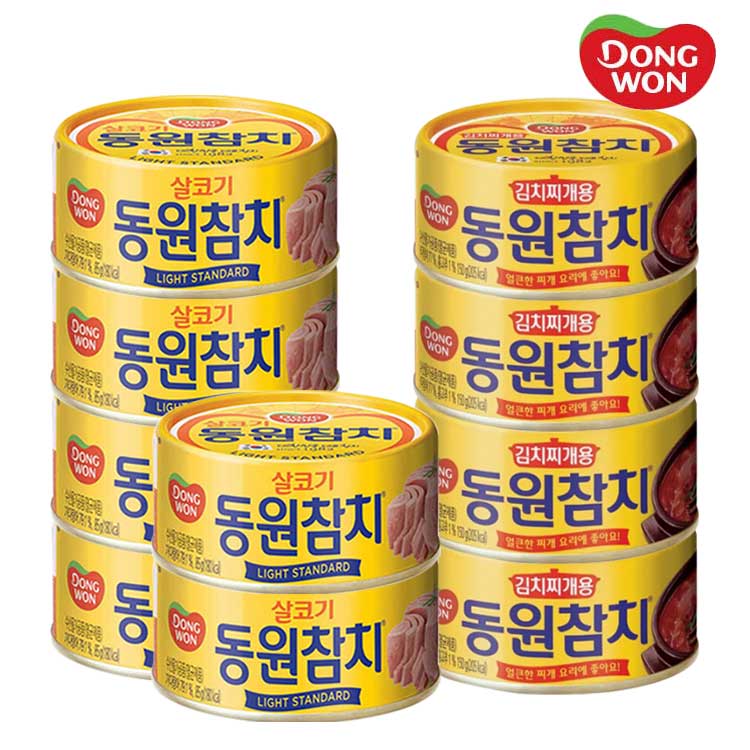 [동원] 라이트스탠다드 참치 85g 6캔 + 김치찌개용 참치 90g 4캔